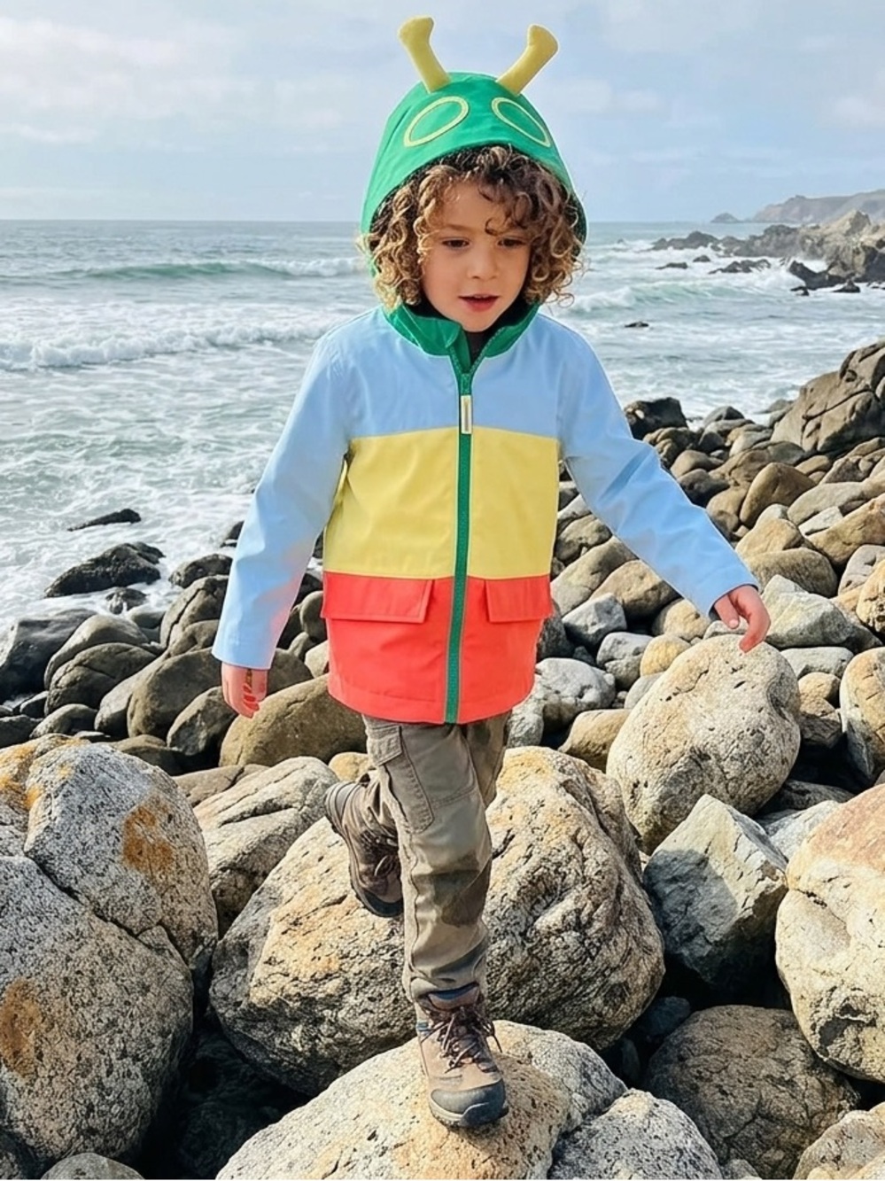 Cat & Jack Toddler Boy Very Hungry Caterpillar Raincoat Size 2T Colorblock